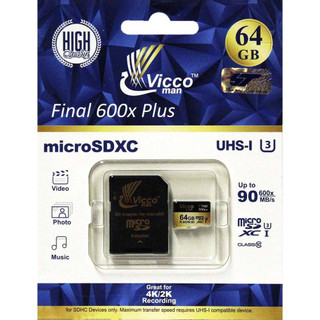 رم 64 گیگ ویکومن مدل Extra 600X کلاس 10 استاندارد UHS-I U3 سرعت 90MBps ظرفیت 64 گیگابایت+خشاب