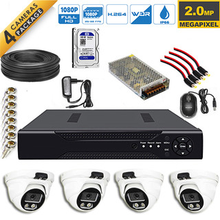 پکیج 4 کانال دوربین مداربسته فلزی سقفی دید در شب رنگی (هارد 500گیگابایت)