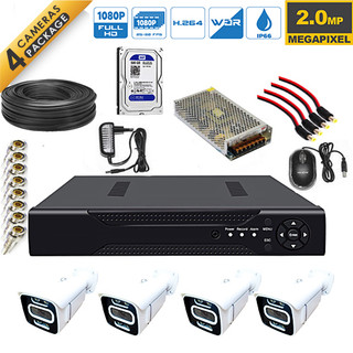پکیج 4 کانال دوربین مداربسته فلزی دیواری دید در شب رنگی-5مگاپیکسل (هارد 1ترابایت)