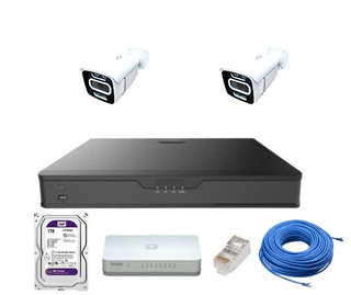 پکیج 2 کانال دوربین مداربسته تحت شبکه 4 مگاپیکسل POE