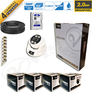 پکیج 4 کانال دوربین فلزی سقفی2 مگاپیکسل برند وی ویژن دید در شب رنگی (هارد 500گیگابایت)