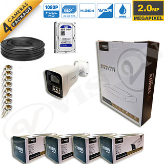 پکیج 4 کانال دوربین مداربسته فلزی برند وی ویژن دید در شب رنگی (هارد 500 گیگابایت)