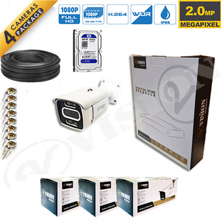 پکیج 3دوربین فلزی 5 مگاپیکسل برند وی ویژن دید در شب رنگی (هارد 500 گیگابایت)